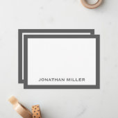 シンプル灰色のホワイトタイポグラフィ名5 x 7 ノートカード (正面/裏面インサイチュ)