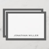 シンプル灰色のホワイトタイポグラフィ名5 x 7 ノートカード (正面/裏面)