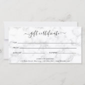 シンプル灰色の大理石まぶしギフト証明書 (裏面)