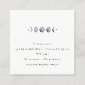 シンプル灰色の月の月相の水色 スクエア名刺 (裏面)