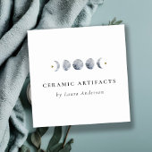 シンプル灰色の月の月相の水色 スクエア名刺