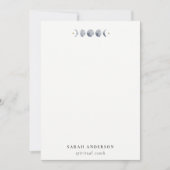 シンプル灰色の月の月相の水色 ノートカード (正面)