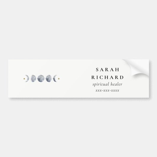 シンプル灰色の月の月相の水色 バンパーステッカー (正面)