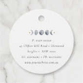 シンプル灰色の月の月相の水色 フェイバータグ (裏面)