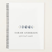 シンプル灰色の月の月相の水色 プランナー手帳 (正面)