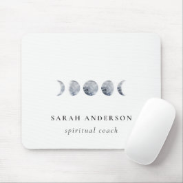 シンプル灰色の月の月相の水色 マウスパッド