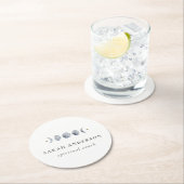 シンプル灰色の月の月相の水色 ラウンドペーパーコースター (インサイチュ)