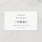 シンプル灰色の月の月相の水色 名刺 (正面)