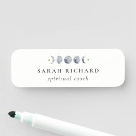 シンプル灰色の月の月相の水色 名札