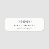 シンプル灰色の月の月相の水色 名札 (正面)