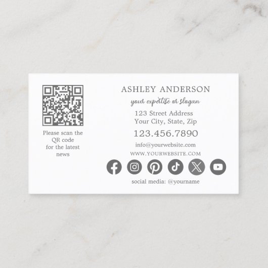 シンプル炭ソーシャルメディアQRコード 名刺 (裏面)
