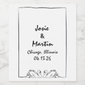 シンプル無し手書き結婚スワンカスタムズ ワインラベル (シングルラベル)