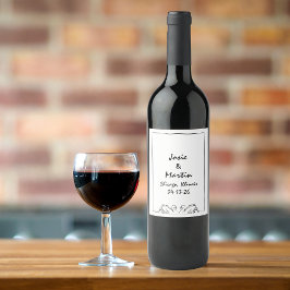 シンプル無し手書き結婚スワンカスタムズ ワインラベル