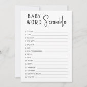 シンプル無モダンベビー単語スクランブルゲームカード 招待状 (正面)