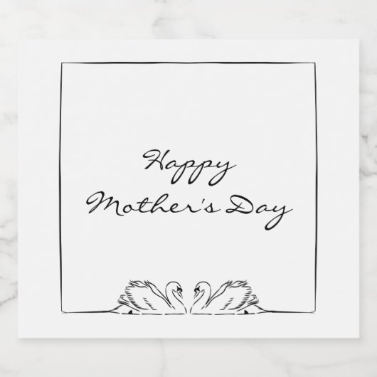 シンプル無修正の白鳥の母の日 スパークリングワインラベル (シングルラベル)