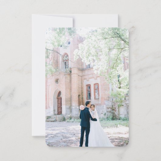 シンプル無地のカラーガーデニアオフホワイト結婚ズ サンキューカード (裏面)