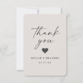 シンプル無地のカラーガーデニアオフホワイト結婚ズ サンキューカード (正面)