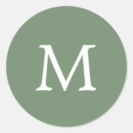 シンプル無地のカラーガーデングリーンモノグラム結婚ズ ラウンドシール (正面)