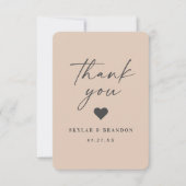 シンプル無地のカラー編集可能シャンパン金ゴールド結婚ズ サンキューカード (正面)