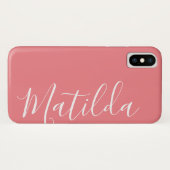 シンプル無地の色のプレーン名パーソナライズされた Case-Mate iPhoneケース (裏面(横))