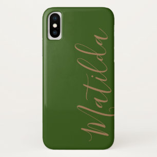 シンプル無地の色の黒い金ゴールドパーソナライズされた名 iPhone X ケース