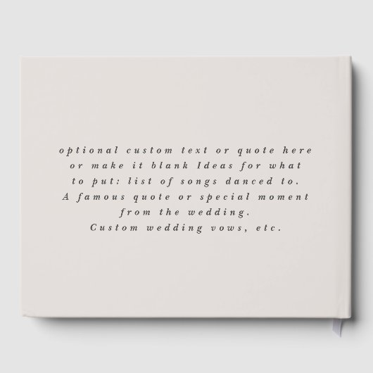 シンプル無地の色オフホワイトガーデニア結婚ズ ゲストブック (裏面)