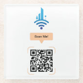 シンプル無料Wi-Fi QRコード ガラスコースター (正面)