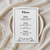 シンプル無欠の手描き白鳥ブライダルシャワー メニュー