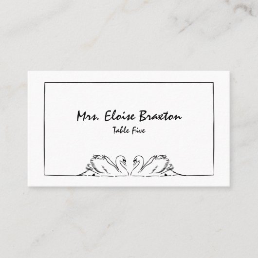 シンプル無欠の手書きエレガント白鳥 プレイスカード (正面)