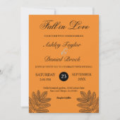 シンプル焦素朴焦オレンジ色の葉秋の結婚式 招待状 (正面)