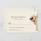 シンプル焼けオレンジ色の野花結婚フローラ 出欠カード (正面/裏面)