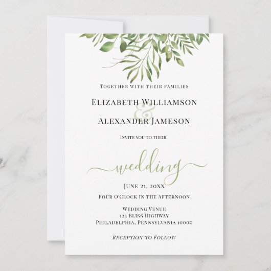 シンプル熱帯の葉 案内状 (正面)