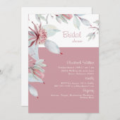 シンプル熱帯フローラピンクブライダルシャワー 招待状 (正面/裏面)
