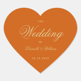 シンプル燃えた結婚オレンジのエレガント書 ハートシール