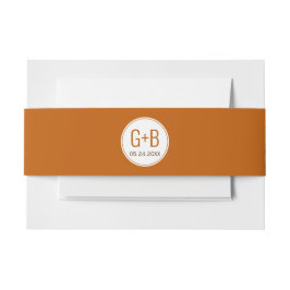 シンプル燃エレガントオレンジイニシャル結婚ズ 招待状ベリーバンド