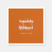 シンプル燃焼オレンモダンジミニマ結婚リスト スタンダードカクテルナプキン (正面)