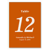 シンプル燃焼オレンモダンジミニマ結婚リスト テーブルナンバー (裏面)