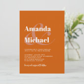 シンプル燃焼オレンモダンジミニマ結婚リスト 招待状 (スタンド正面)