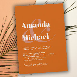 シンプル燃焼オレンモダンジミニマ結婚リスト 招待状