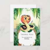 シンプル爬虫類ヘビ誕生日 サンキューカード (正面/裏面)