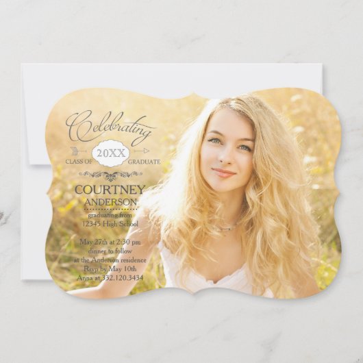 シンプル版卒業写真発表 招待状 (正面)