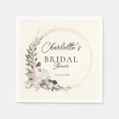 シンプル牡丹、ユーカリ、ブライダルシャワー スタンダードカクテルナプキン (正面)