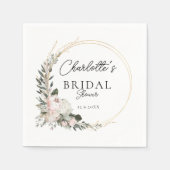 シンプル牡丹、ユーカリ、ブライダルシャワー スタンダードカクテルナプキン (正面)