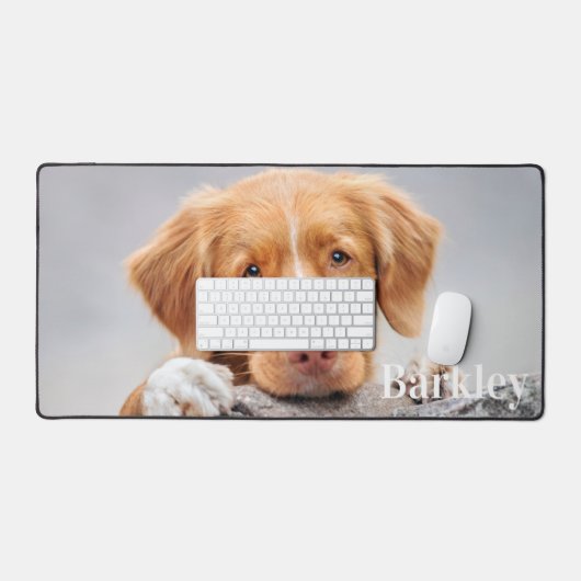 シンプル犬の写真がパーソナライズされた可愛いペットオフィス デスクマット (キーボード&マウス)