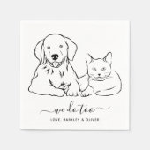 シンプル犬の猫のペットカスタマイズのことをし結婚すぎる スタンダードカクテルナプキン (正面)