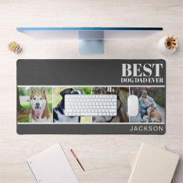 シンプル犬パパカスタムフォーフォトコラージュ デスクマット