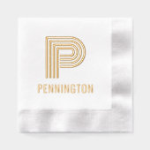 シンプル独身のはっきりしたイニシャルモノグラムと名前#88NL 箔ナプキン (正面)