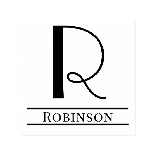 シンプル独身のはっきりしたイニシャルモノグラム名#7 セルフインキングスタンプ (デザイン)