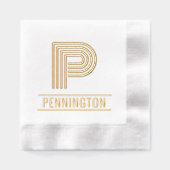 シンプル独身のはっきりしたイニシャルモノグラム名#88 箔ナプキン (正面)