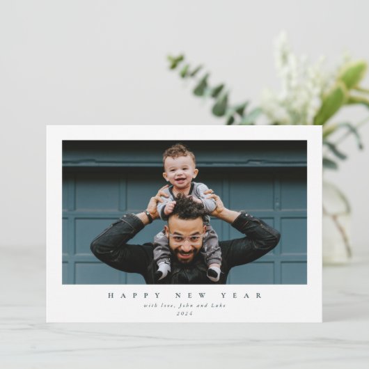 シンプル独身のモダン写真新年 シーズンカード (スタンド正面)